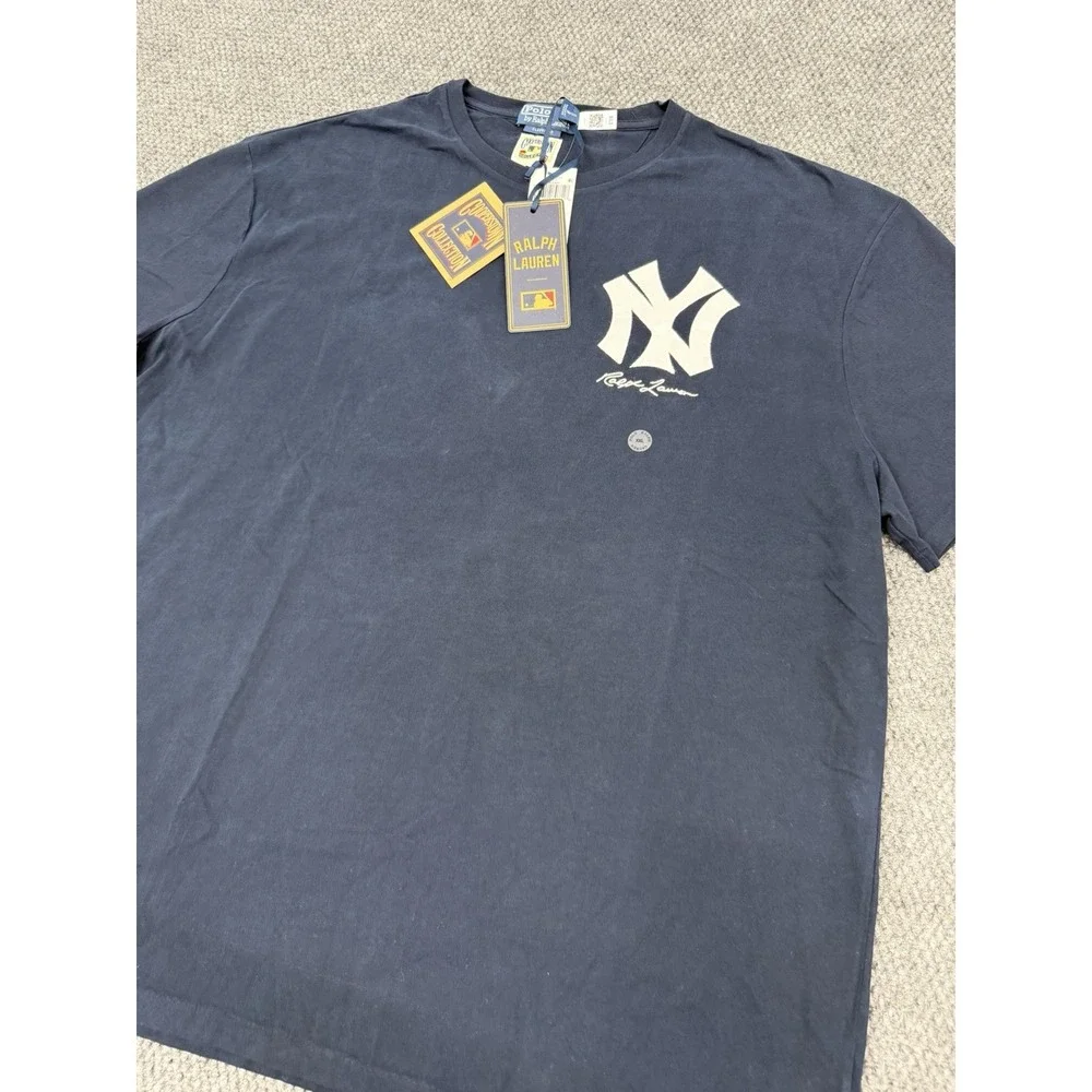 Polo Ralph Lauren x New York NY Yankees Men's XXL Cotton T-Shirt Navy Blue MLB